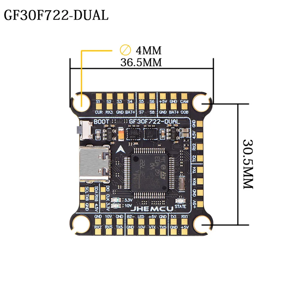 Jhemcu F7 Stack F722 Dual Flig - огляд і ціна Fpv Flight Controller F7 Stack 60A