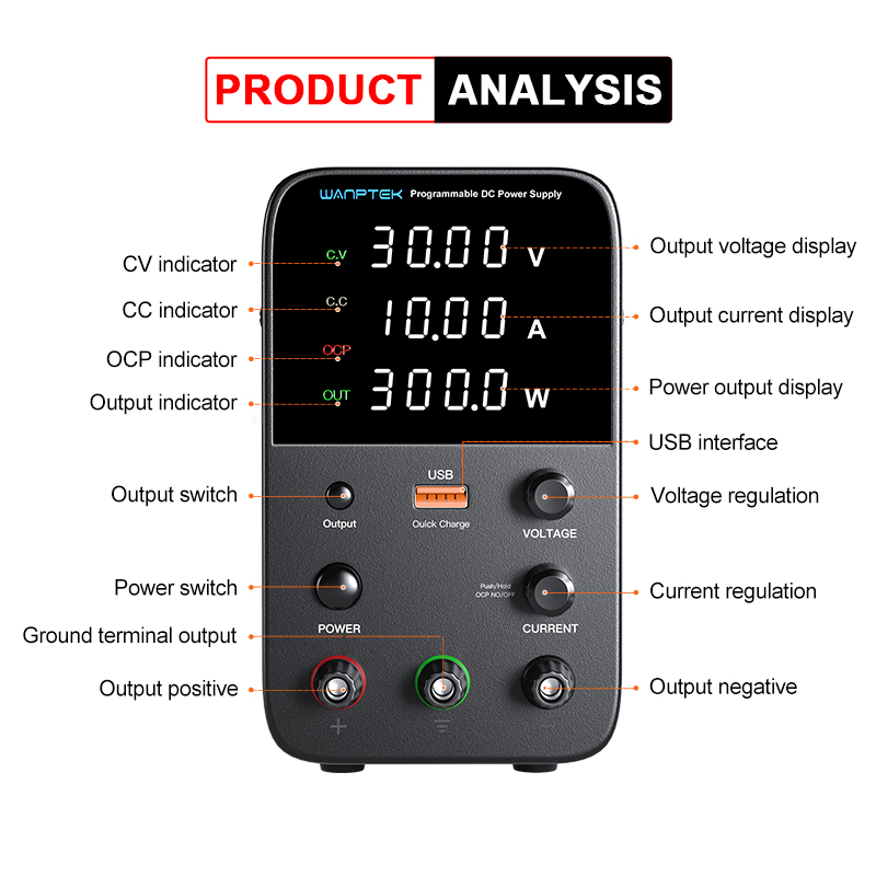 Wanptek Programmable DC Power  - огляд і ціна Programmable Dc Power Supply 30V 10A